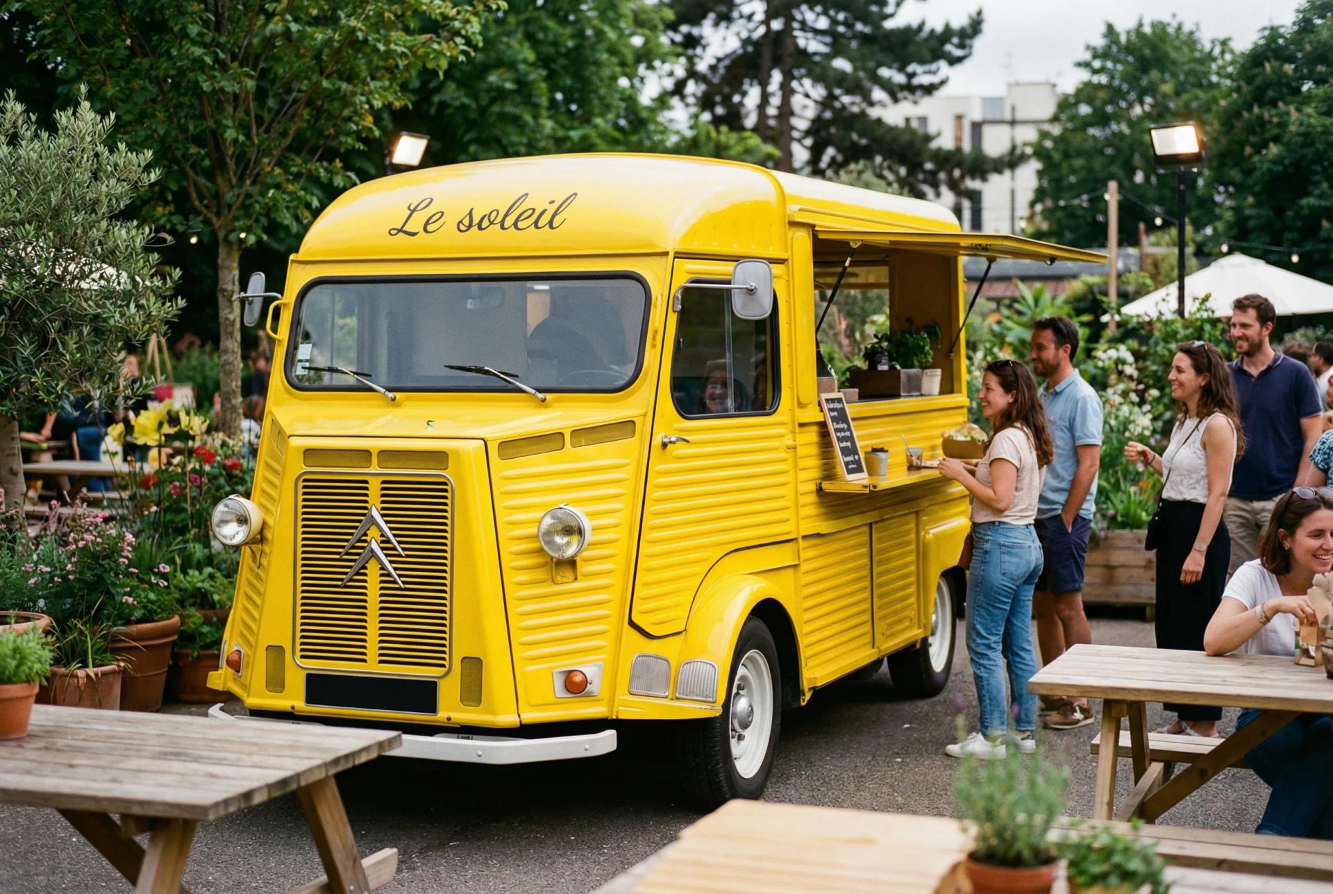 Food truck servant lors d’un festival, traiteur foodtruck via FoodTruckr