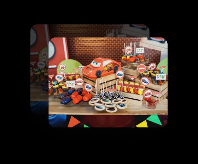 Des invités heureux dégustant des plats  servis par un foodtruck FoodTruckr pour un anniversaire